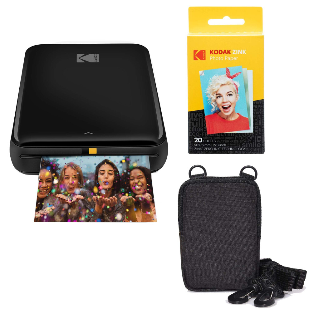 KODAK Step Wireless Mobile Colour Photo Printer (Black) Go Bundle