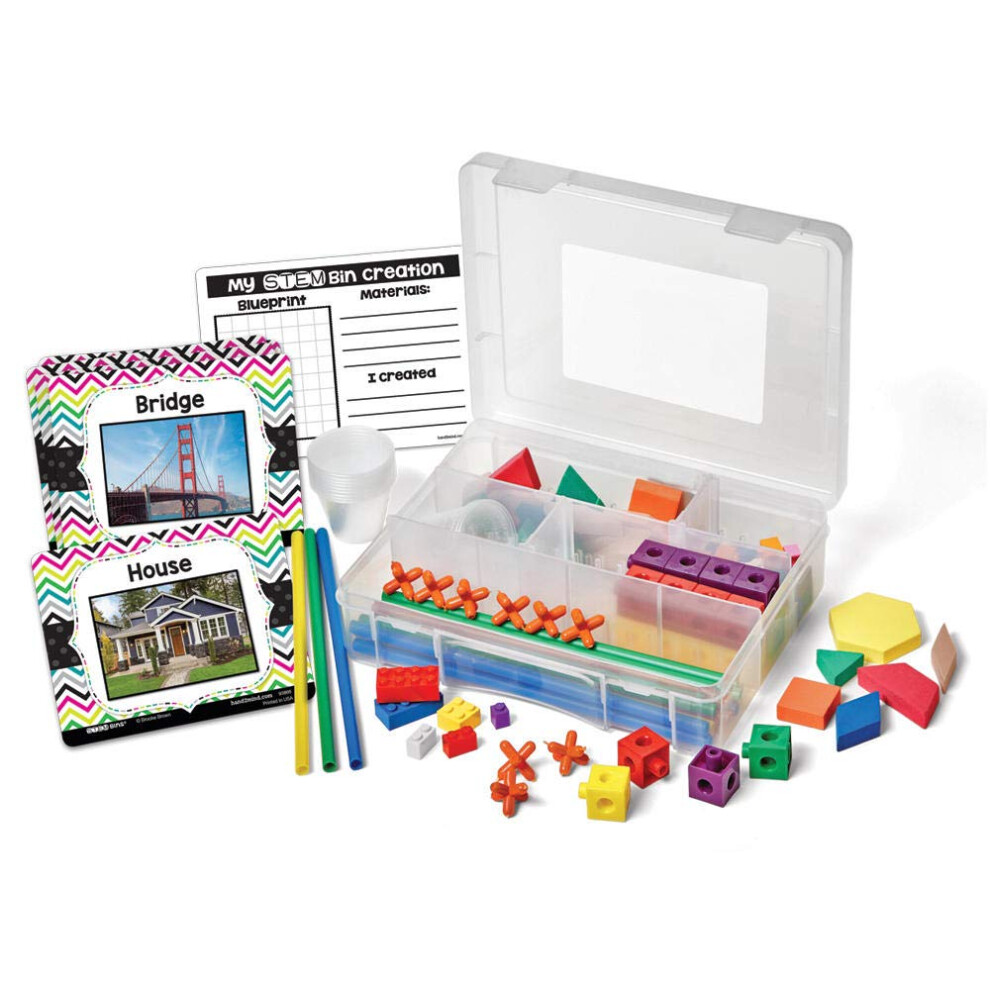 Learning Resources STEM Bins Play & Learn Pack Set of 4, Solve Engineering & STEM Challenges in the Classroom, Ages 5-9