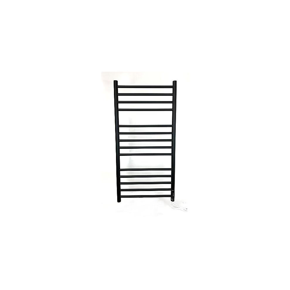 Manissa Matt Black 500 X 1000Mm Dry Electric Heated Stainless Steel Towel Rail Energy Efficient 5065000318246
