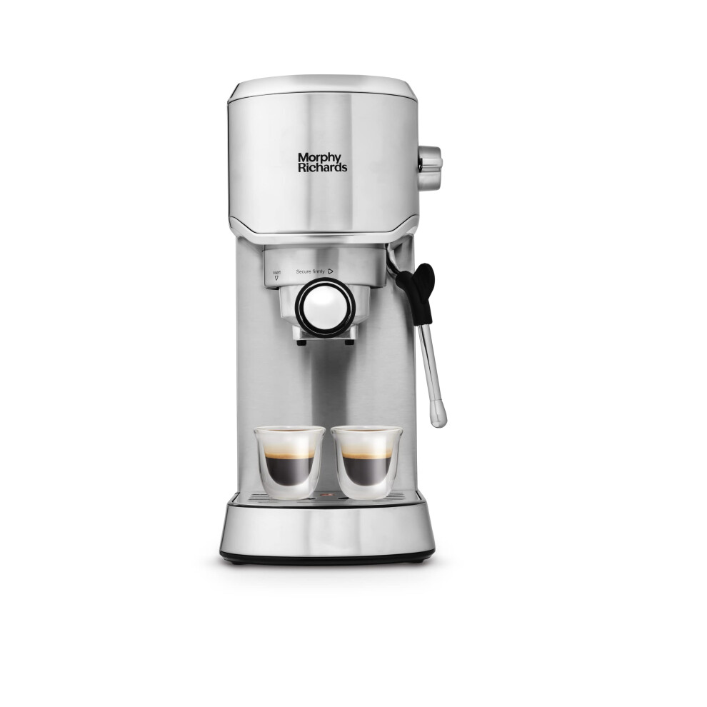 Morphy Richards Traditional Pump Espresso - Compact - 15 Bar - Milk Frothing Wand - Stainless Steel - 172022