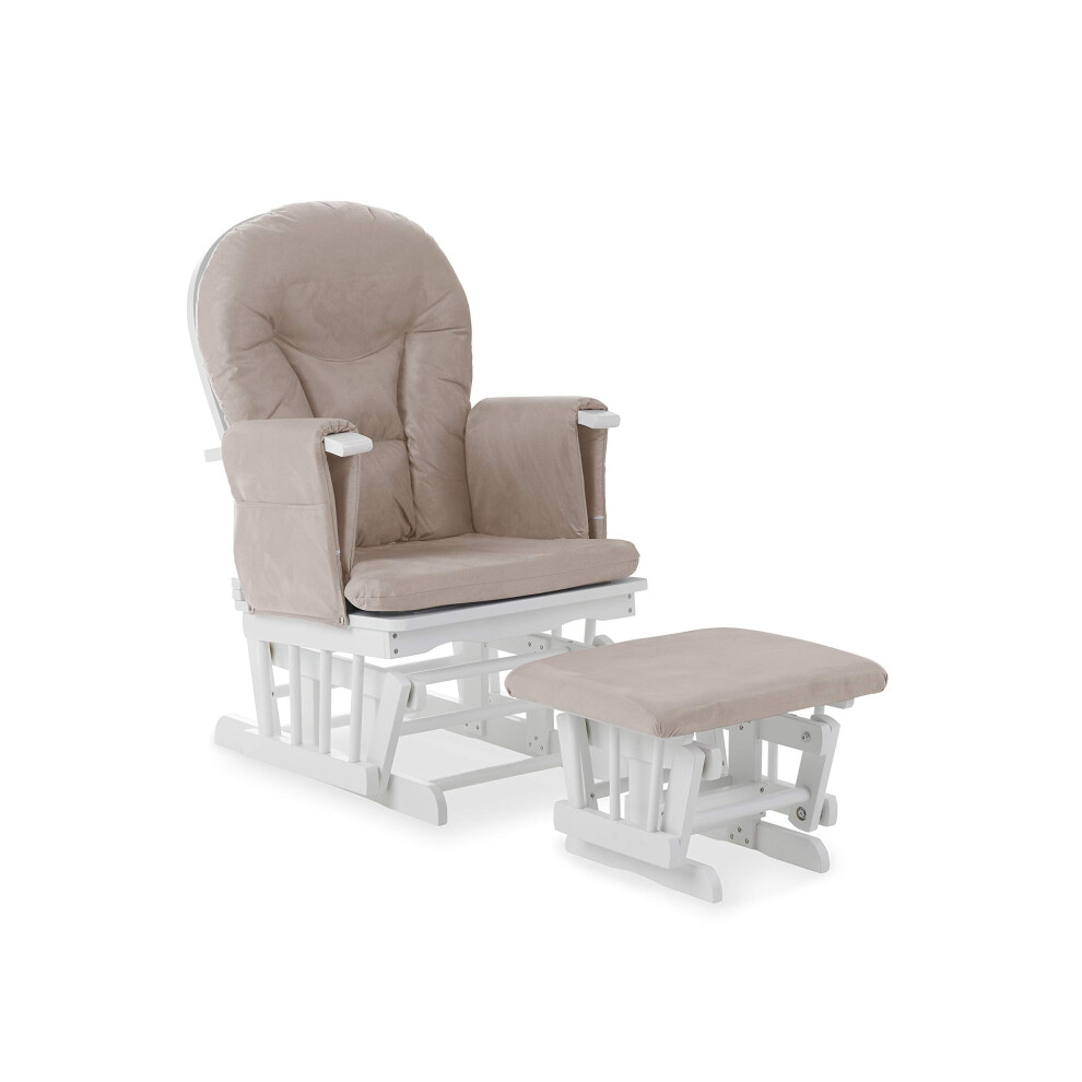 Reclining Glider Chair & Stool - With Sand Cushion White Obaby