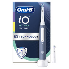 Oral-B My Way Kids Electric Toothbrush, 2 Toothbrush Heads, 4 Modes With Teeth Whitening, For Ages 10+, 2 Pin UK Plug, Grey