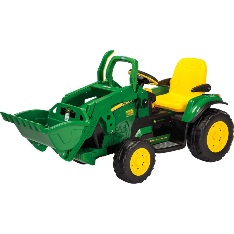 Peg Perego Children's 12V John Deere Ground Loader Electric Tractor, & Green/Yellow