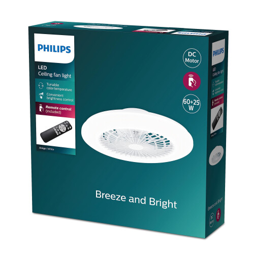 Philips Philips Amigo Fan Light Flat LED 25W plus 60W Remote Control round - white 1