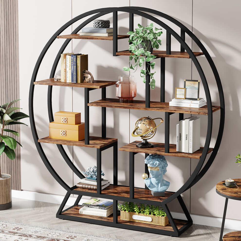 Tribesigns Bookshelf, Round Bookshelves Etagere Bookcase