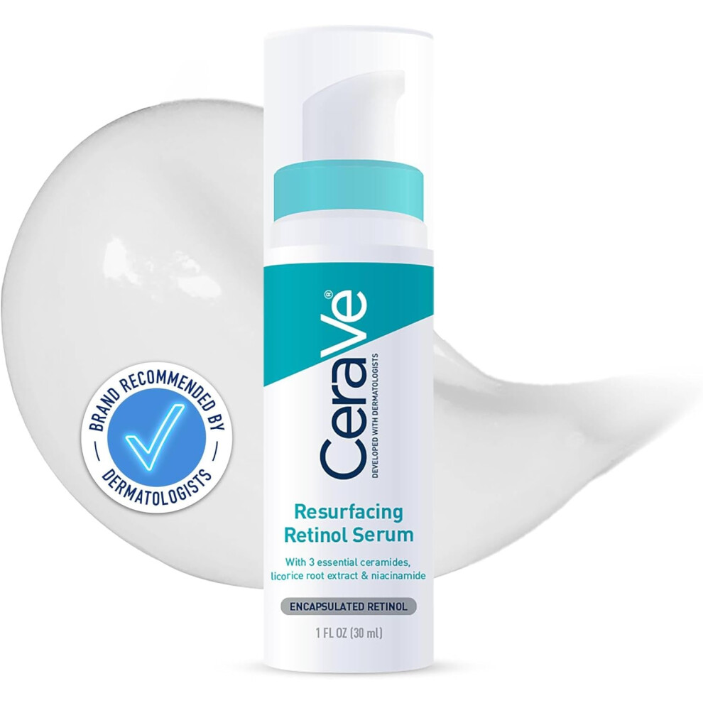 CeraVe Resurfacing Retinol Serum with Ceramides and Niacinamide for Blemish-Prone Skin, Clear, 30 ml