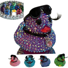 (PURPLE) Mini Sparkling Rhinestone Bling Ducks,Hinestone Duck Car Ornament, Rubber Ducks with Sunglasses for Bathroom Car Dashboard Decor