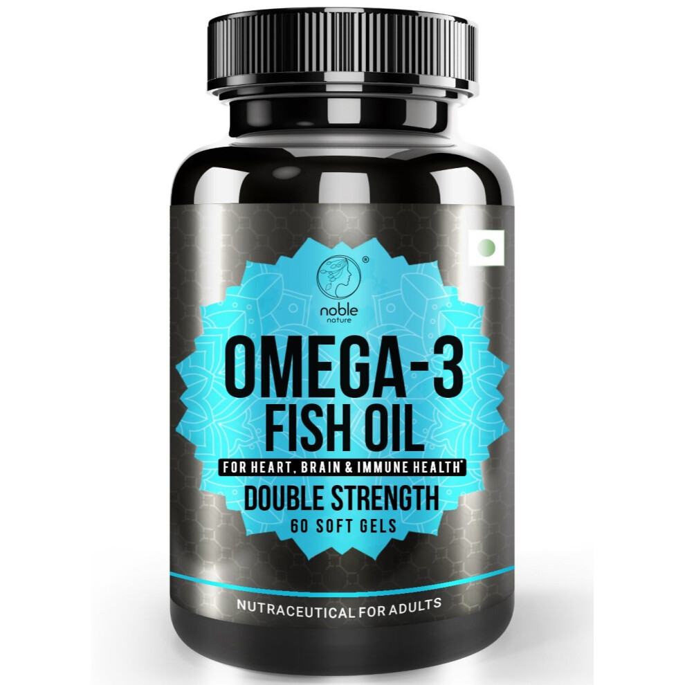 Noble Nature Double Strength Omega 3 Fish Oil - Fish Oil Supplement with EPA & DHA 60 Softgels