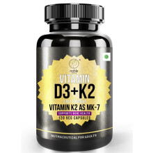 Noble Nature Vitamin D3 + K2, 2 in 1 Formula, Vitamin K2 as MK7, Supports Bone Health - 120 Veg Capsules