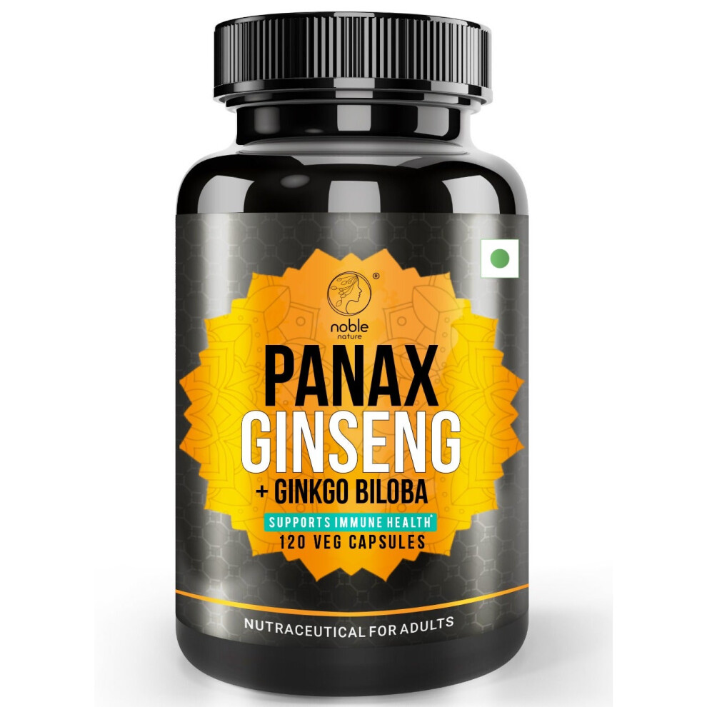 Noble Nature Panax Ginseng with Ginkgo Biloba - Supports Immune Health-120 Veg Capsules