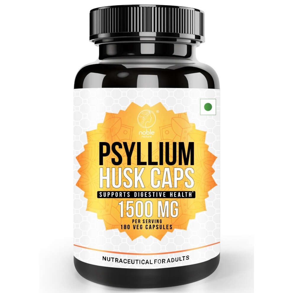 Noble Nature Daily Psyllium Husk Powder Supplement, Fiber for Digestive & Gut Health 180 Capsules
