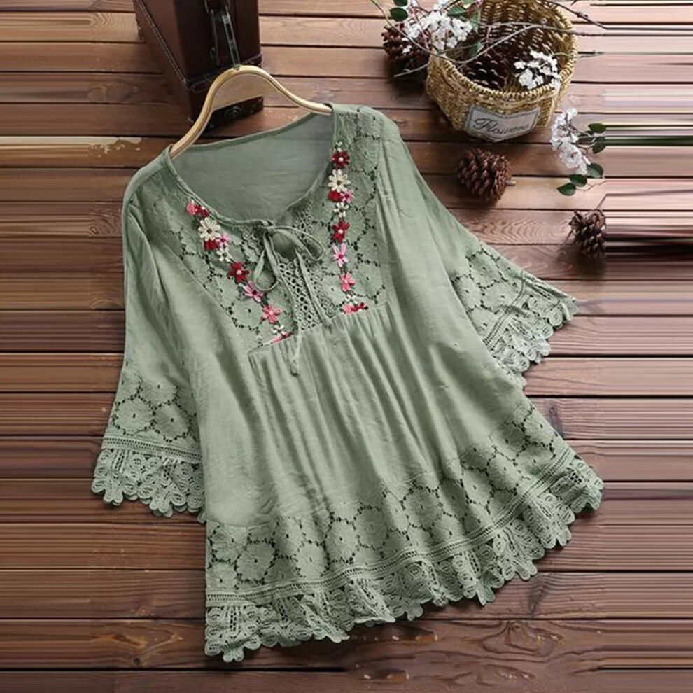 1 Green L 18 Plus Size 8 28 Womens Lace Tunic Tops Ladies Print Casual Baggy T Shirt Blouse on OnBuy