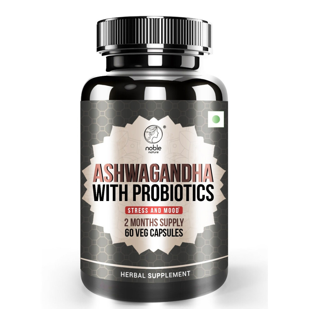 Noble Nature Ashwagandha with Probiotics, 2 Months Supply, 60 Veg Capsules