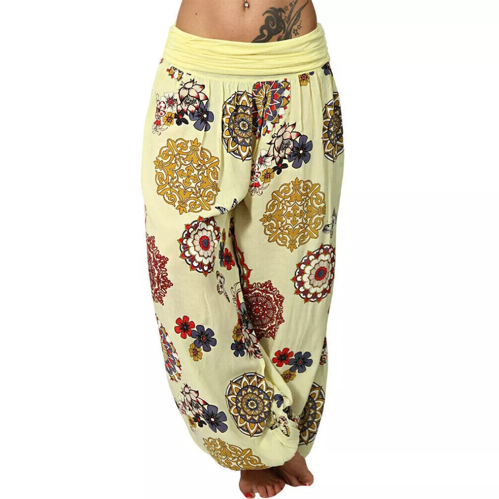 (Yellow, S = 6) Plus Size Womens Baggy Harem Pants Floral Hippie Yoga Leggings Trousers Bottoms-image-OPC-PF2QRZP-NEW