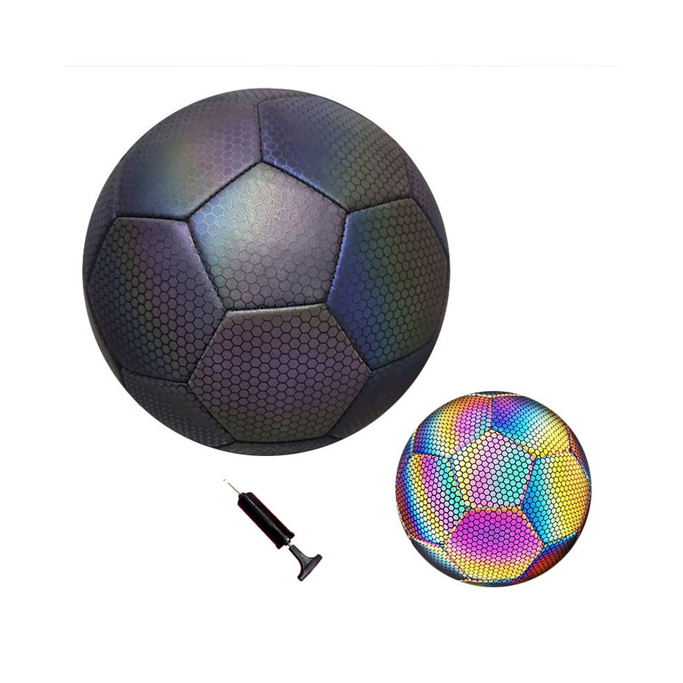 Reflective Football Holographic Luminous Soccer Ball Night Outdoor Sports Glowing Standard Size 5 for Adult Training