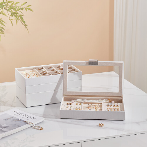 Living And Home 4-Tier Jewellery Storage Box with Transparent Lid 1