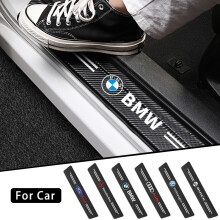 (For BMW) 4Pcs Car Door Sill Scuff Plate Carbon Fiber Stickers Decor