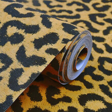 (Gold) 10M Modern Animal Leopard Matt Waterproof Embossed Textured PVC Wallpaper Roll
