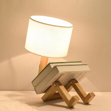 (UK plug) Adjusted Robot Shape Table Lamp E27 Wooden Fabric Bedroom Lamp Fold-able Desk Light for Living Room Study Room Drop Shipping