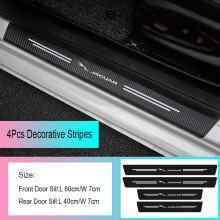 (For Jaguar ) 4Pcs Car Door Sill Scuff Plate Carbon Fiber Stickers Decor