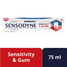 Sensodyne Toothpaste Sensitivity & Gum, Remove Plaque Bacteria, Reduce Gum Problems, Relieves Sensitivity, 75ml