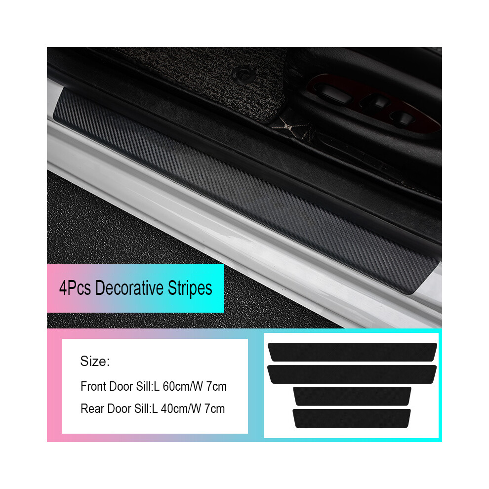 (No Logo) 4Pcs Car Door Sill Scuff Plate Carbon Fiber Stickers Decor 1300810408942