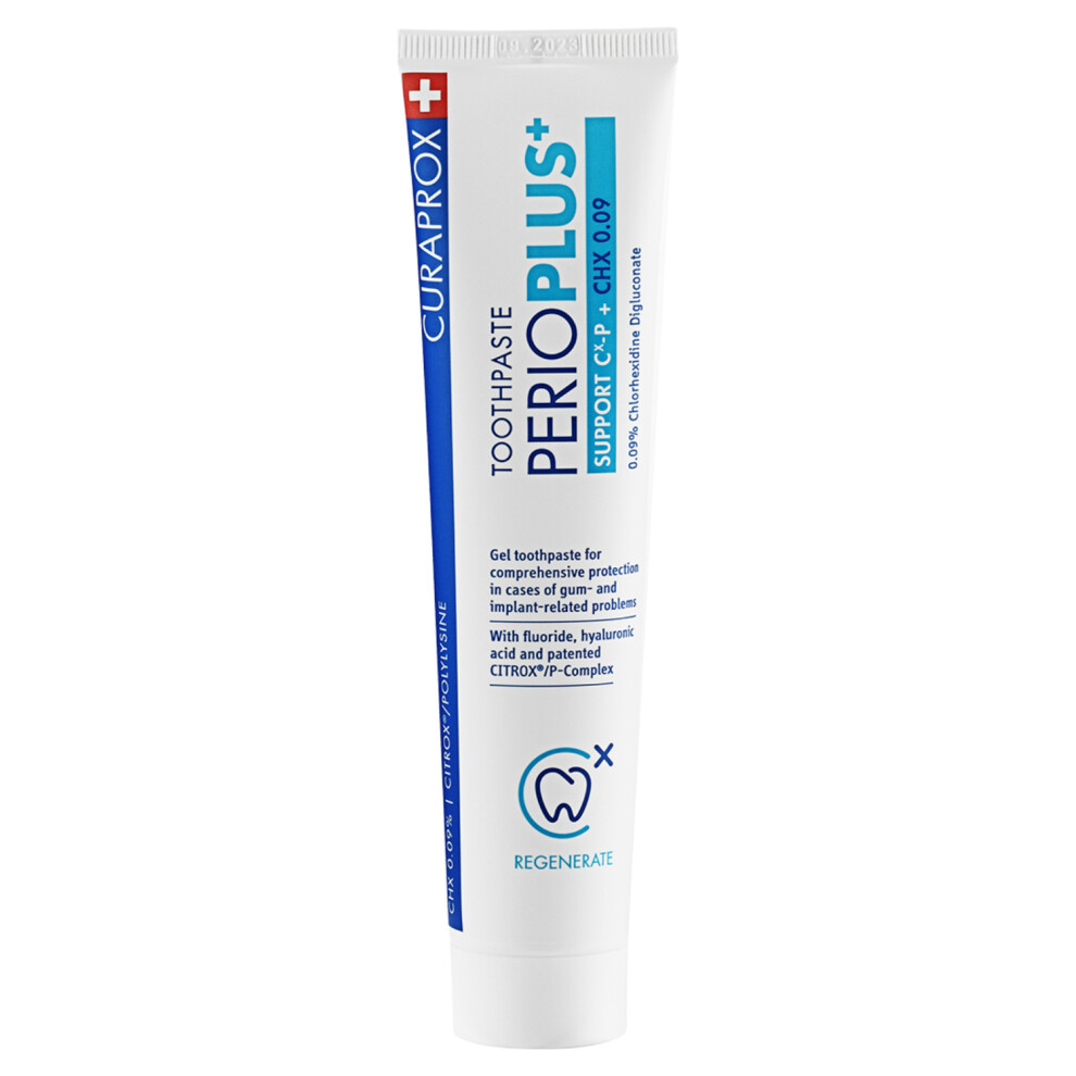 Curaprox Perio+ Toothpaste, Anti-inflammatory, Plaque Control, Gentle Formula, Cavity Prevention, 75ml