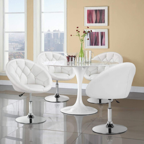 (White) Dining Chairs Barstool Height Adjustable Tub Chair 2
