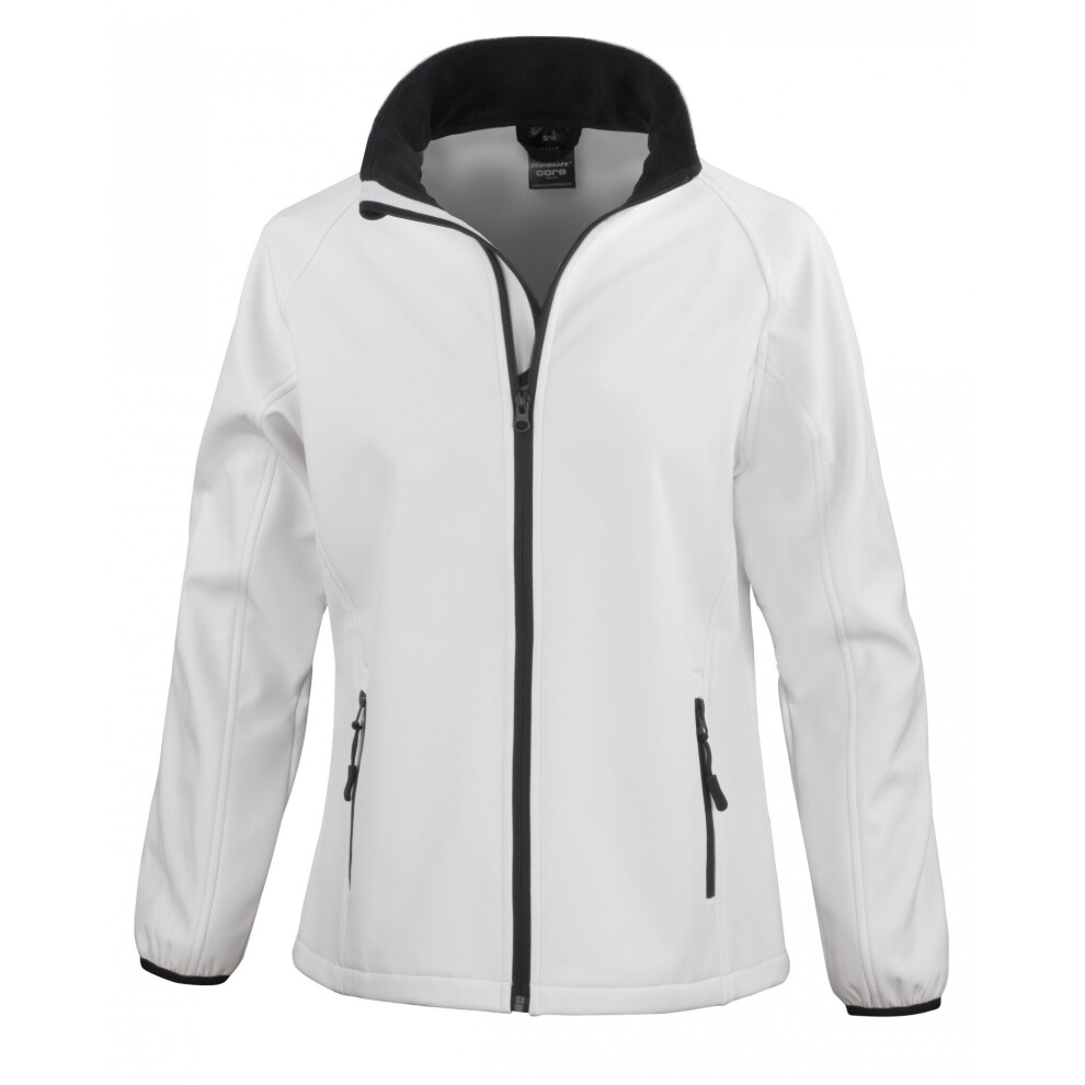 (L, White/ Black) Result Womens/Ladies Core Printable Softshell Jacket