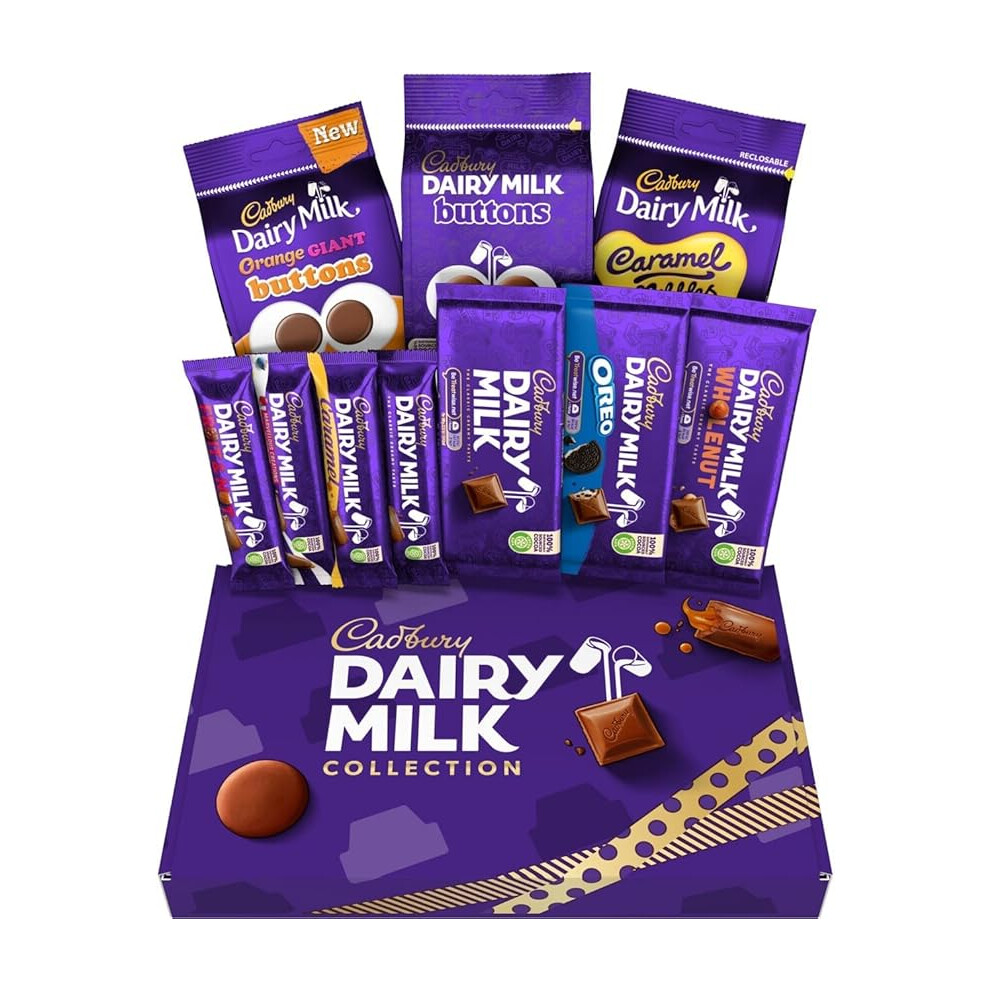 Cadbury Dairy Milk Deluxe Chocolate Hamper, Gift Box of 10 Assorted Chocolate Bars and Bags, 1.04 kg