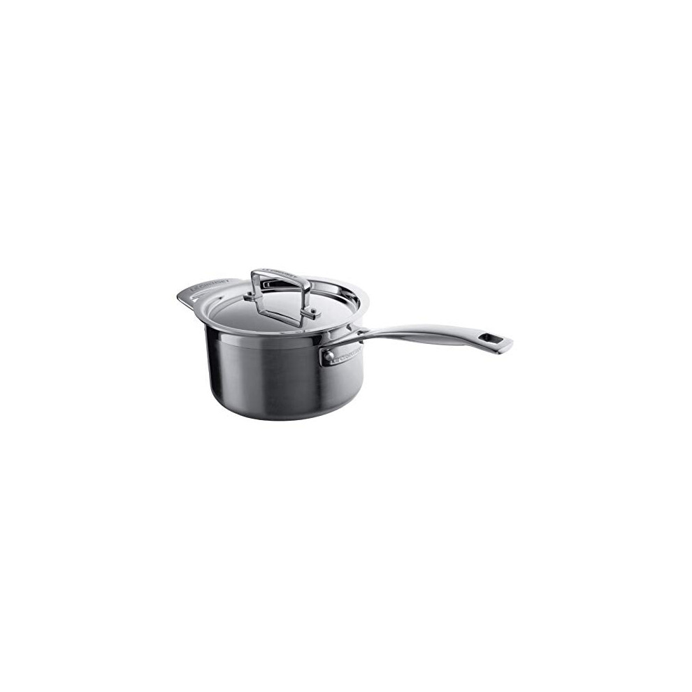 Le Creuset 3-Ply Stainless Steel Saucepan with Lid, 16 x 9.5 cm, Silver, 96200916001000