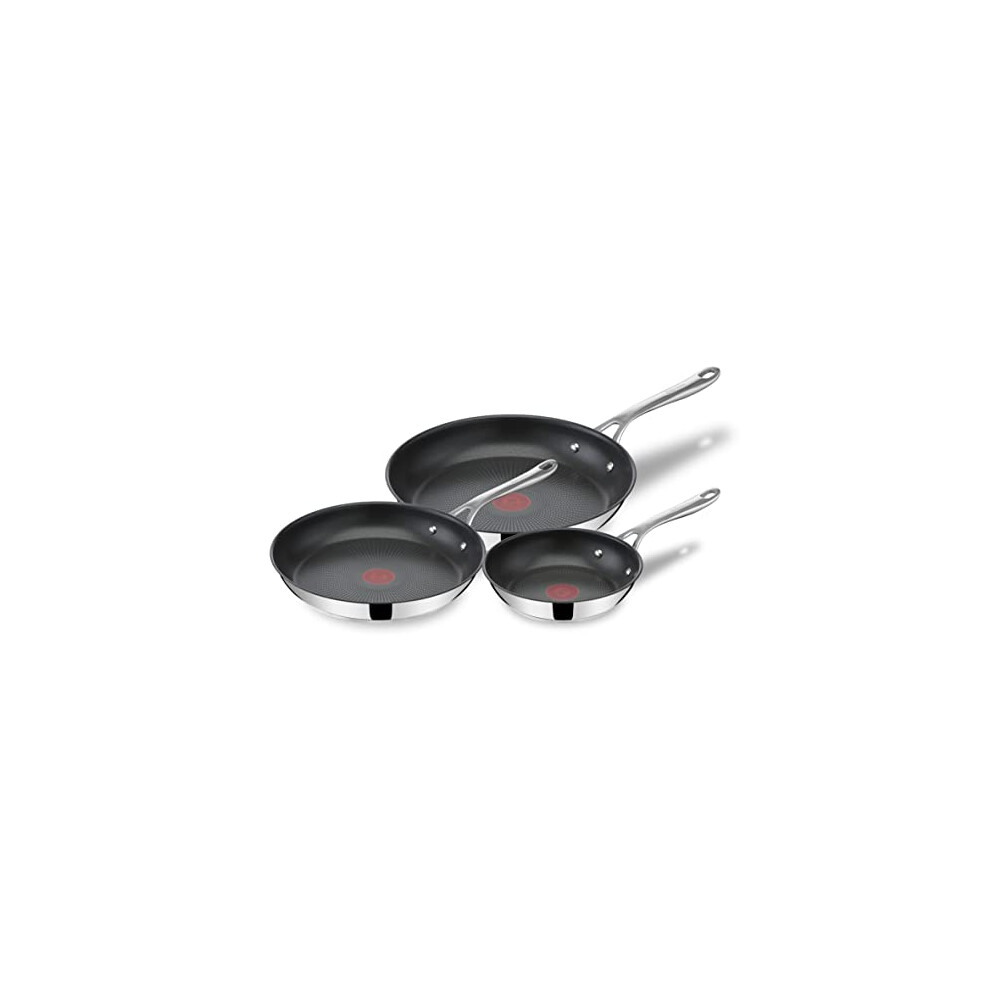 Tefal E304S344 Jamie Oliver Set x 3 Frying Pan, 20-24-28 cm, Stainless Steel