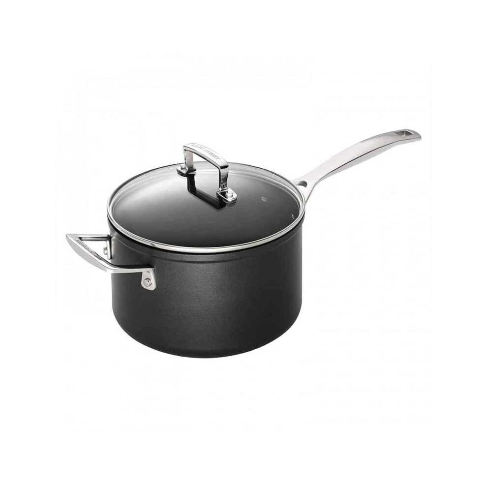 Le Creuset Toughened Non-Stick Saucepan Set with Lids- 3 Pieces, 16, 18, 20 cm, Black, 51803000010002