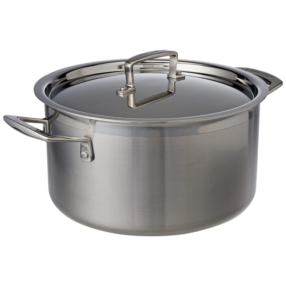 Le Creuset 3-Ply Stainless Steel Deep Casserole with Lid, 24 x 13.3 cm, 96200624001000, Silver