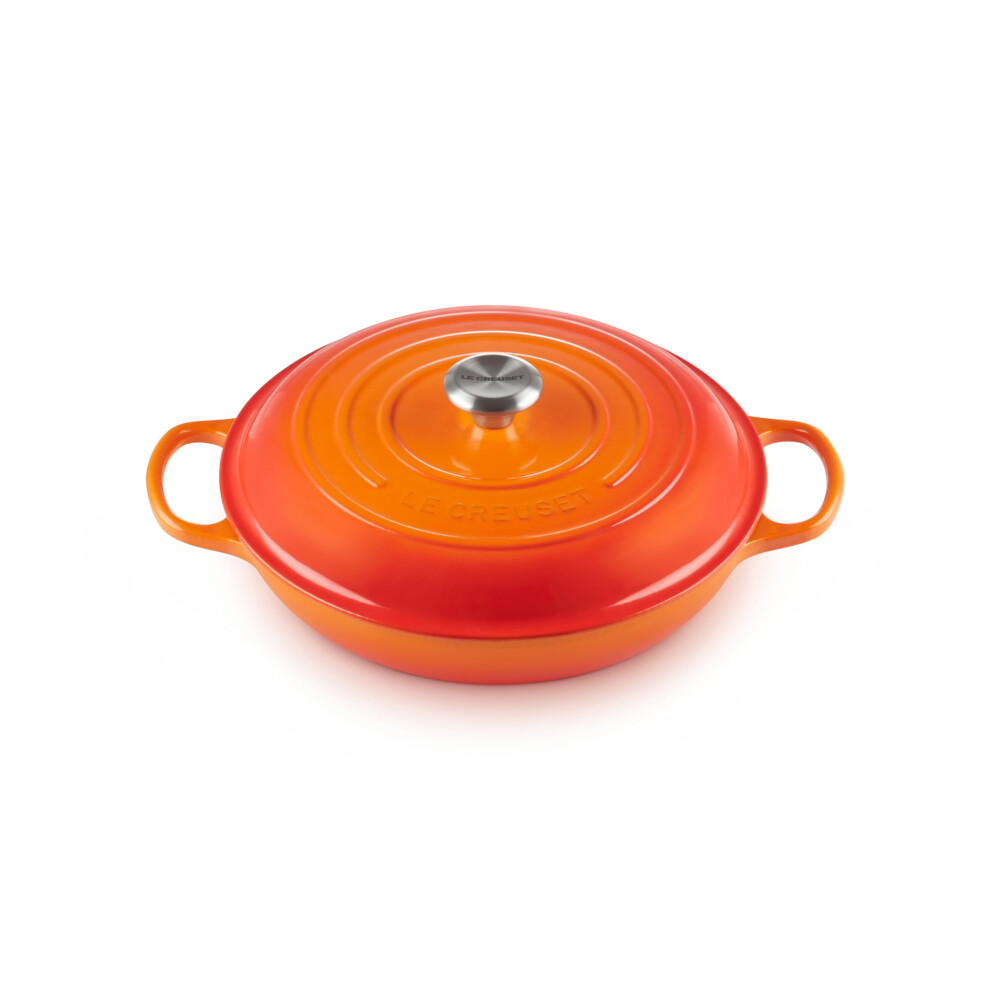 Le Creuset Signature Enamelled Cast Iron Shallow Casserole Dish With Lid, 30 cm, 3.2 Litres, Volcanic, 21180300902430