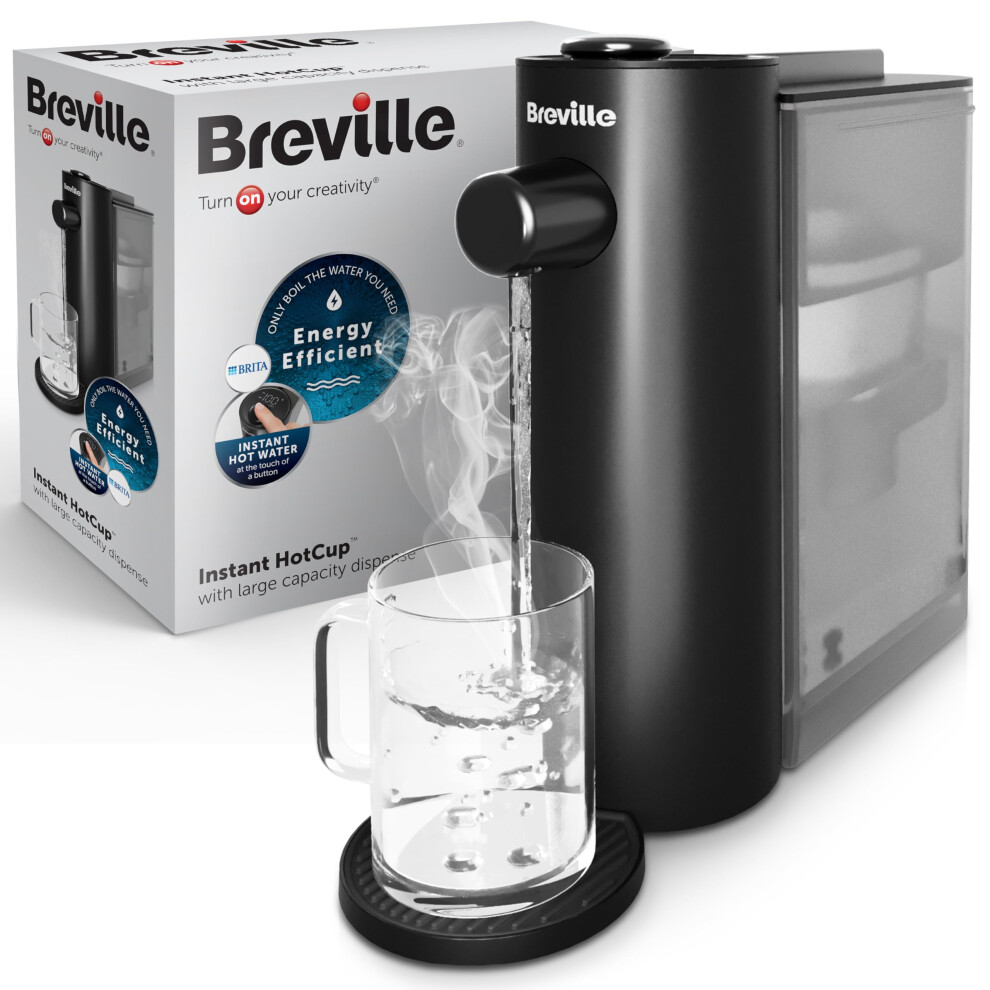 Breville Instant HotCup Hot Water Dispenser | 3kW Fast Boil | 1.4L Large Capacity | Energy Efficient | Brita Filter Included | Metallic Black [VKT241]