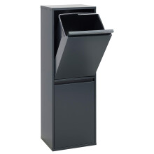 ARREGUI Basic CR204-B Waste Separation and Recycling Bin in steel with 2 buckets, 2 x 17 L (34 L), trash can, recycling cabinet, anthracite dark grey