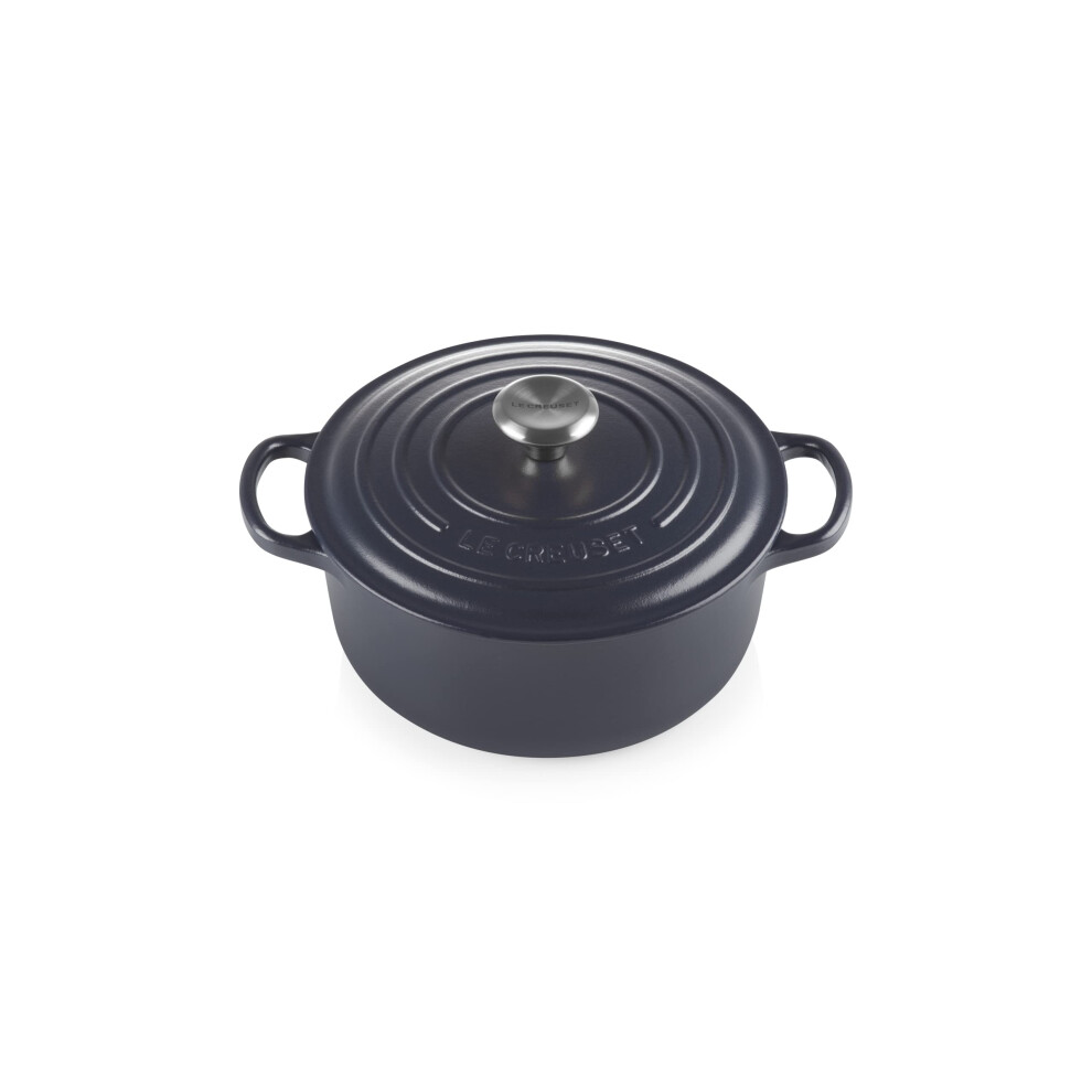 Le Creuset Signature Enamelled Cast Iron Round Casserole Dish With Lid, 20 cm, 2.4 Litre, Navy, 21177205214430