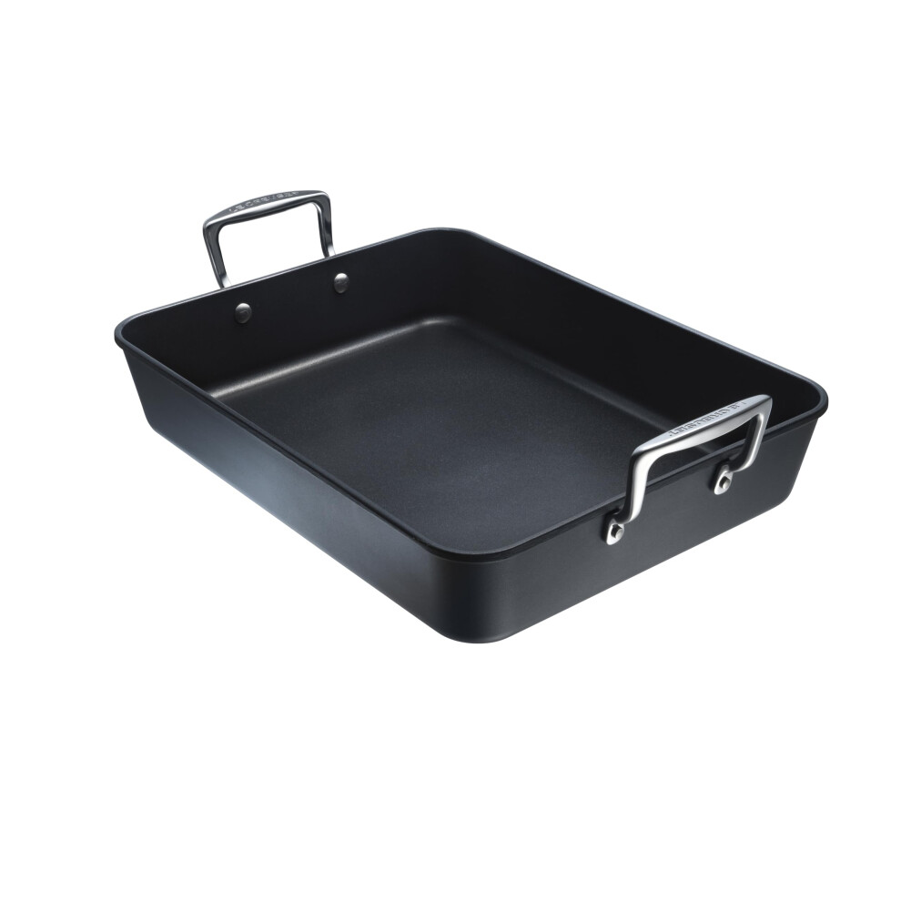 Le Creuset Toughened Non-Stick Rectangular Roaster, 35 cm, 52104350010101, Black