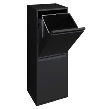 ARREGUI Basic CR206-B Waste Separation and Recycling Bin in steel with 2 buckets, 2 x 17 L (34 L), trash can, recycling cabinet, black
