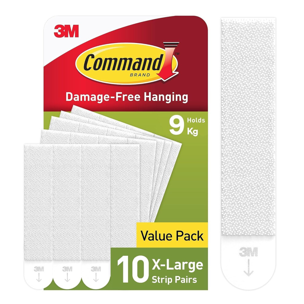 Command Picture Hanging Strips, White, X-Large, 10 Pairs (20 Strips) - For Pictures, Frames, Mirrors, Wall Decor - Damage Free Hanging