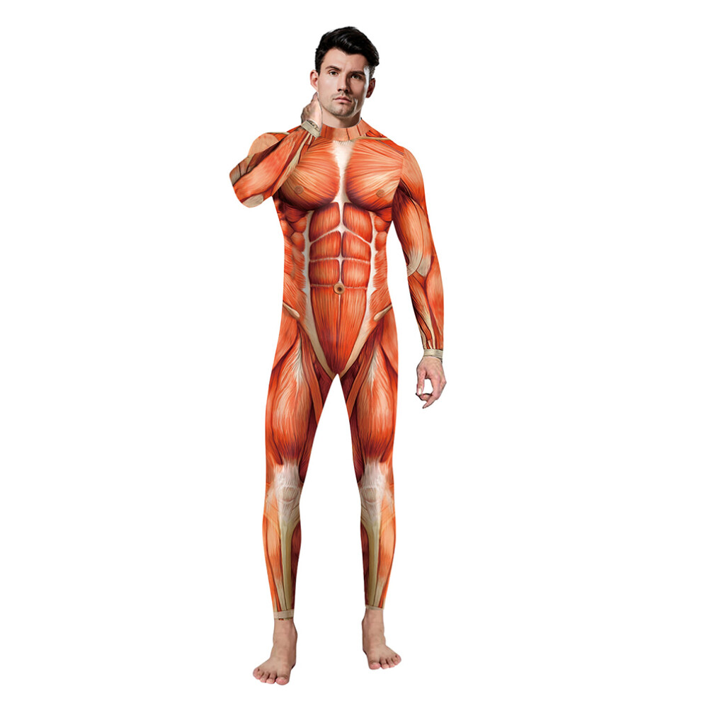 (Men, XL) 3D Muscle Elastic Human Anatomy Body Bodysuit