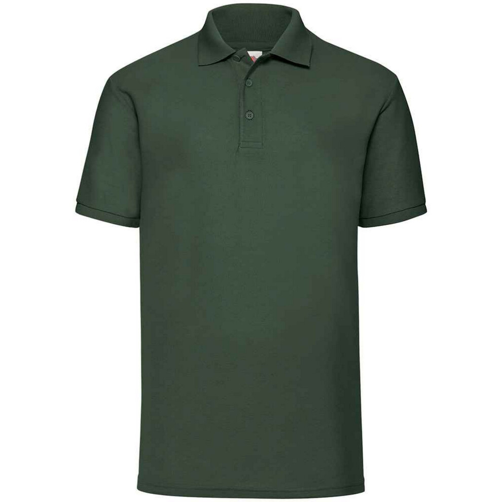 (L, Bottle Green) Fruit Of The Loom Mens Pique Polo Shirt