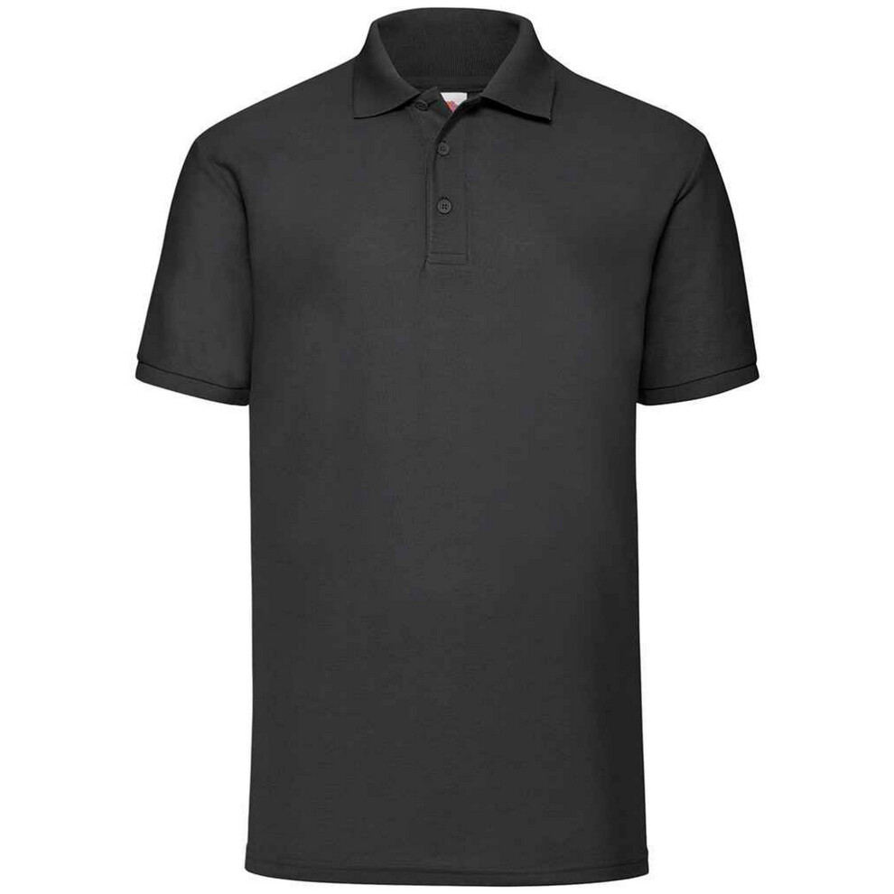 (XXL, Black) Fruit Of The Loom Mens Pique Polo Shirt