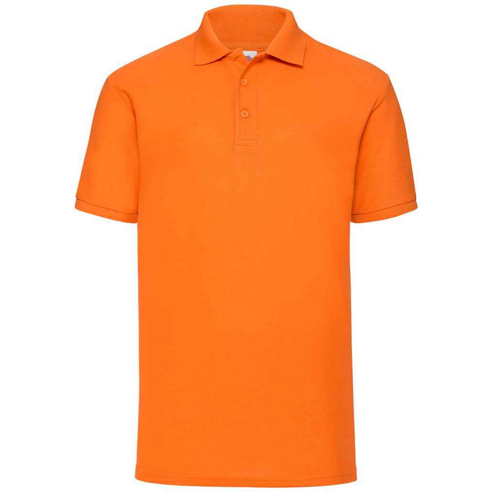 (L, Orange) Fruit Of The Loom Mens Pique Polo Shirt