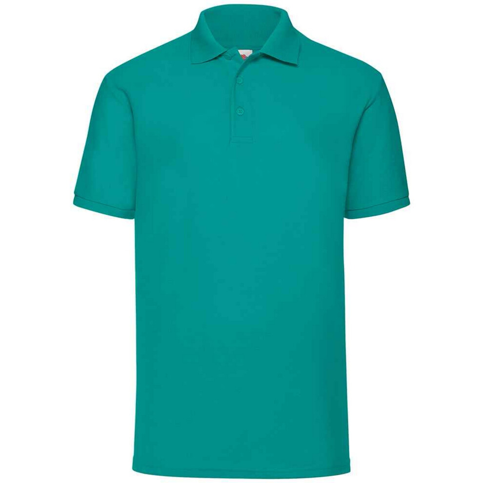 (L, Emerald) Fruit Of The Loom Mens Pique Polo Shirt