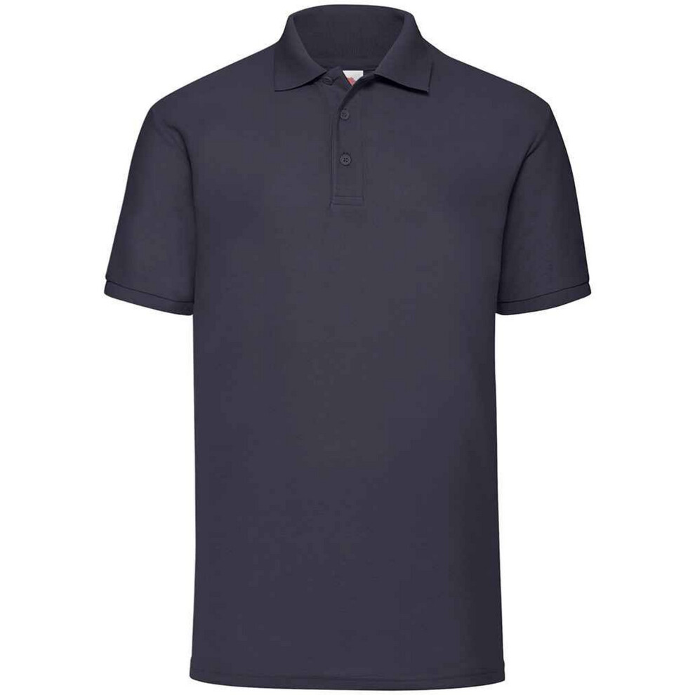 (L, Deep Navy) Fruit Of The Loom Mens Pique Polo Shirt