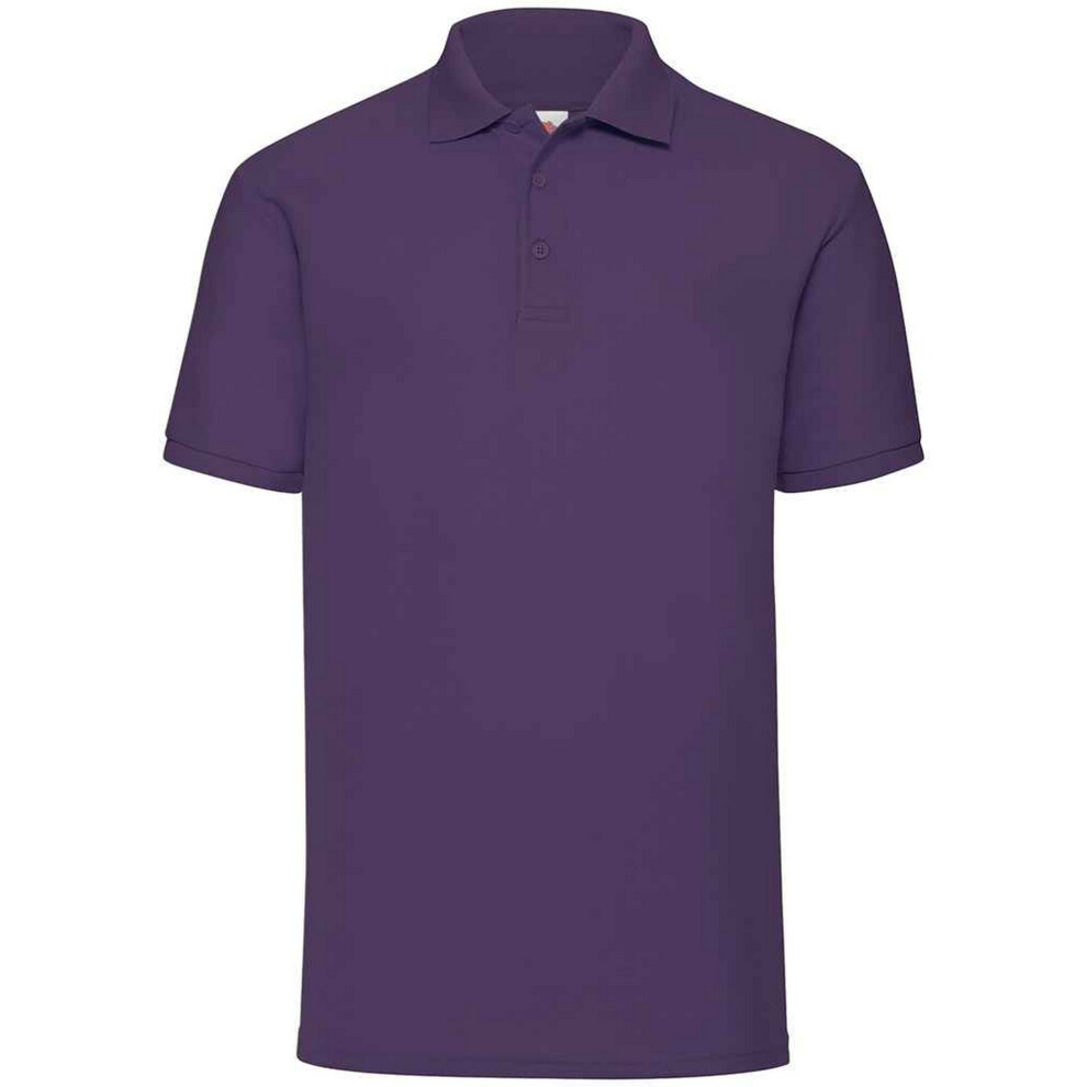 (3XL, Purple) Fruit Of The Loom Mens Pique Polo Shirt