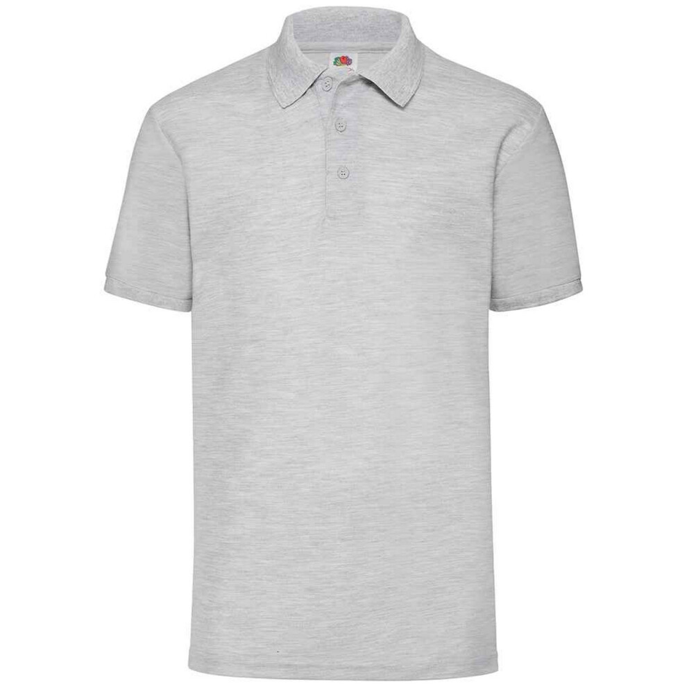 (5XL, Heather Grey) Fruit Of The Loom Mens Pique Polo Shirt