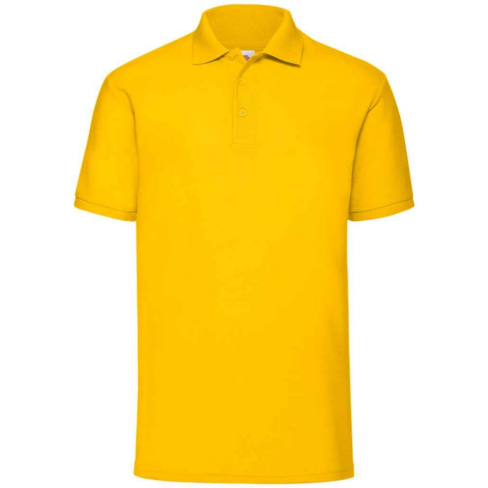 (M, Sunflower) Fruit Of The Loom Mens Pique Polo Shirt